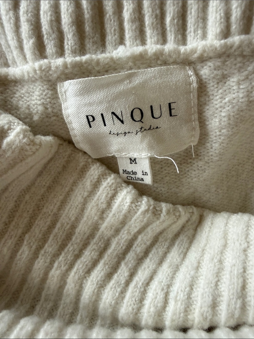 Off-Shoulder Rib-Trim Sweater - Cream Color - Picture 2 of 7
